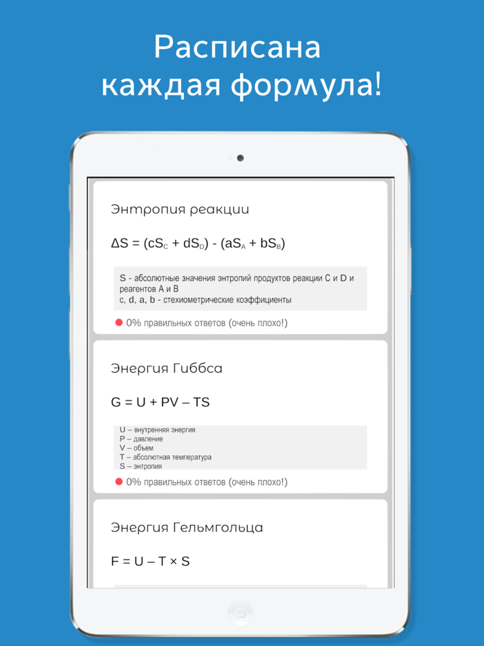 Формулы по химии с тестом