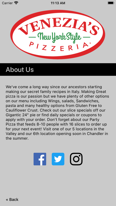 Venezias Pizzeria Screenshot
