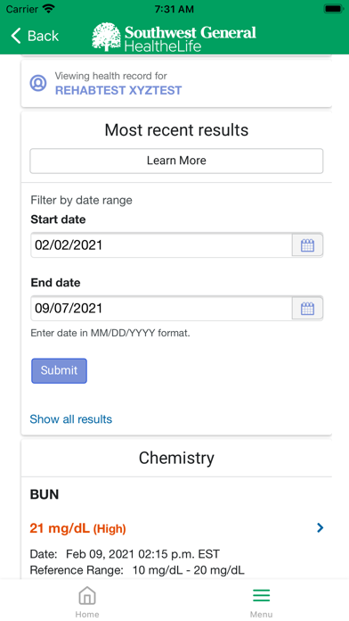 Southwest General Healthelife Screenshot