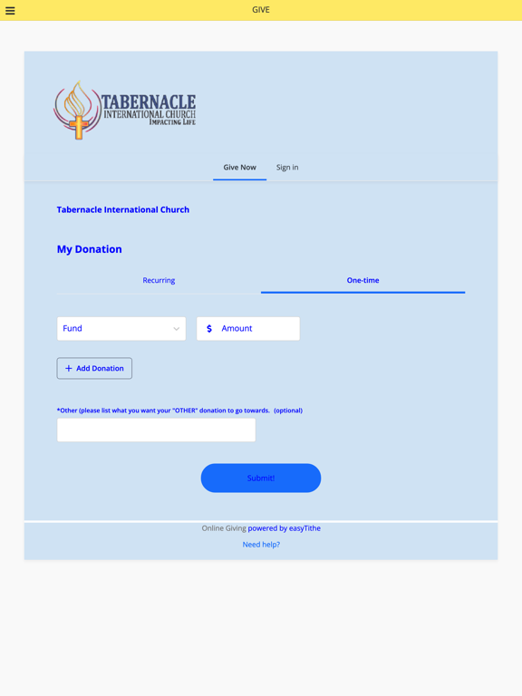 Tabernacle Intl Church iPad screenshot 4 - Lifestyle app