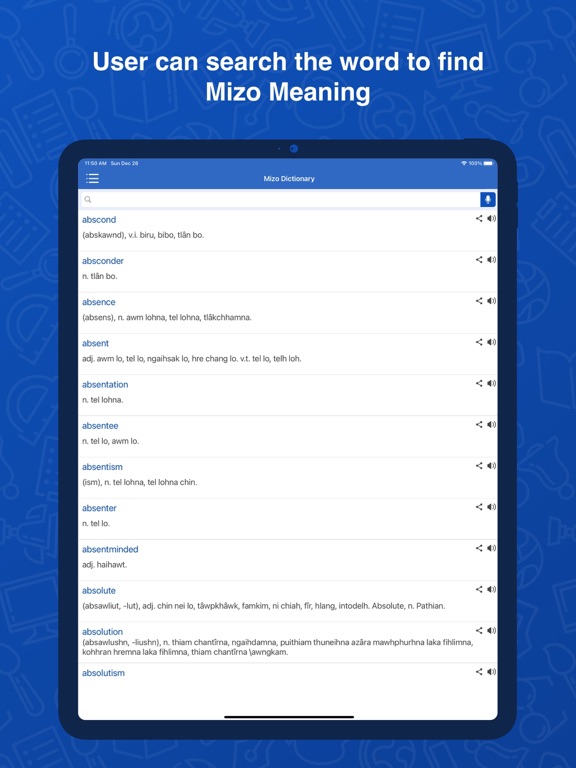 Mizo Dictionary : Translator iPad screenshot 2 - Education app