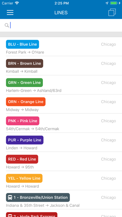 ezRide Chicago CTA Transit Screenshot