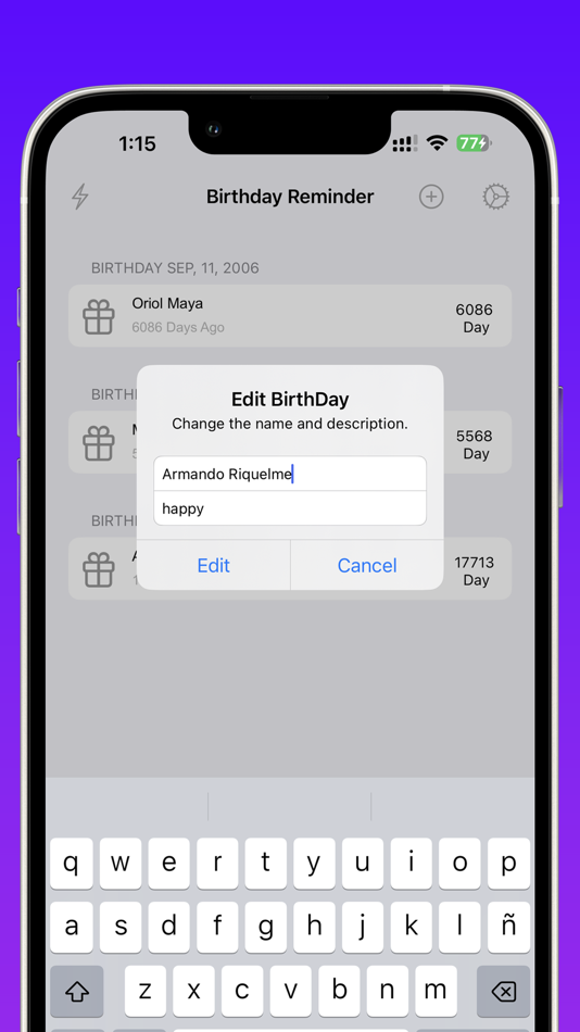 BirthDay Reminder List - 1.0.2 - (iOS)