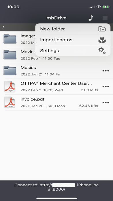 Screenshot #2 pour mbDrive Lite - WiFi flash disk