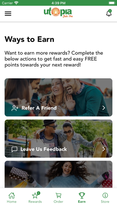 Utopia Juice Bar Rewards Screenshot