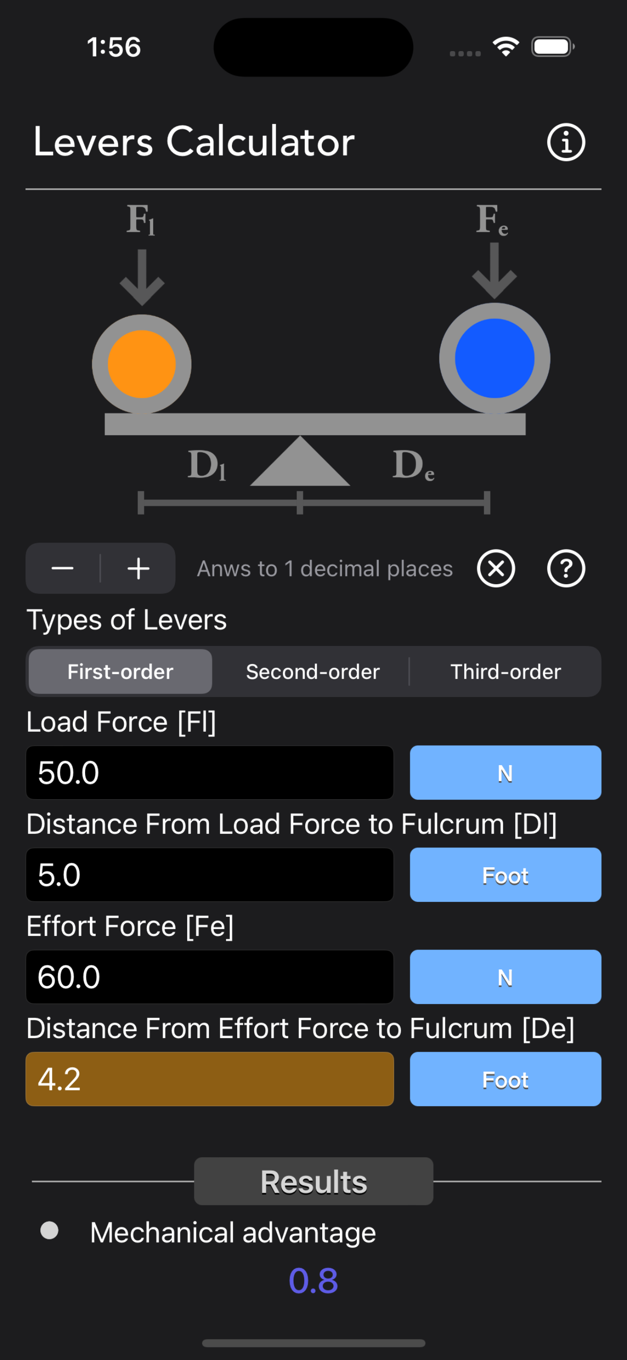 Levers Calculator