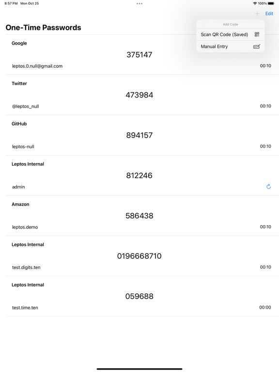 One Time - Leptos iPad screenshot 4 - Utilities app