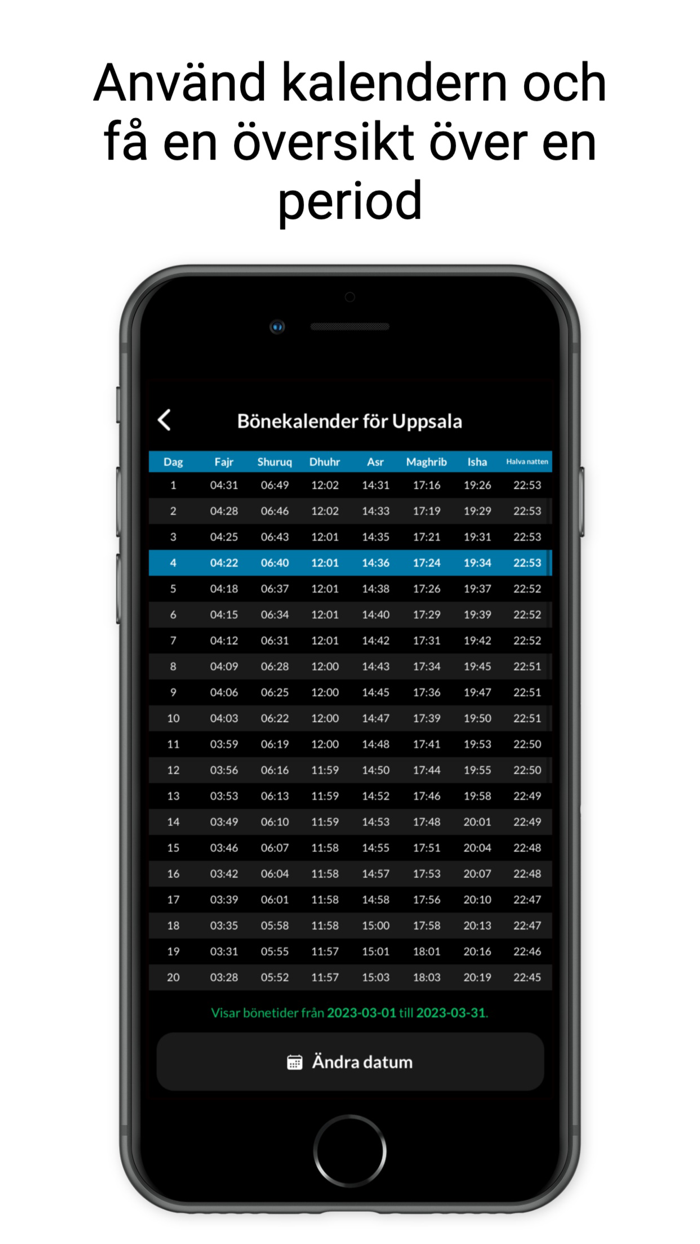 Muslimappen - Bönetider Qibla