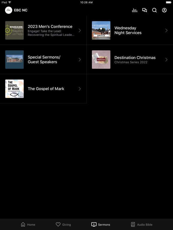 Ebenezer Baptist Church NC iPad screenshot 2 - Education app