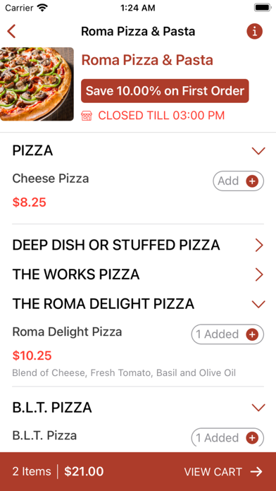 Roma Pasta and Pizza Screenshot