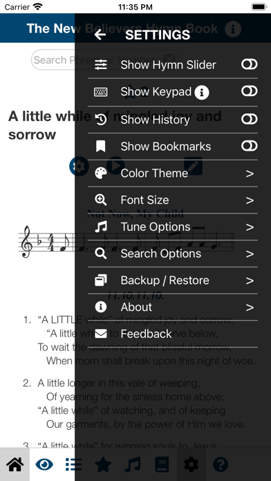 New Believers Hymn Book Screenshot