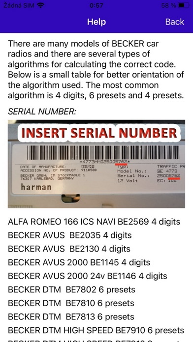 RADIO CODE for BECKER Screenshot