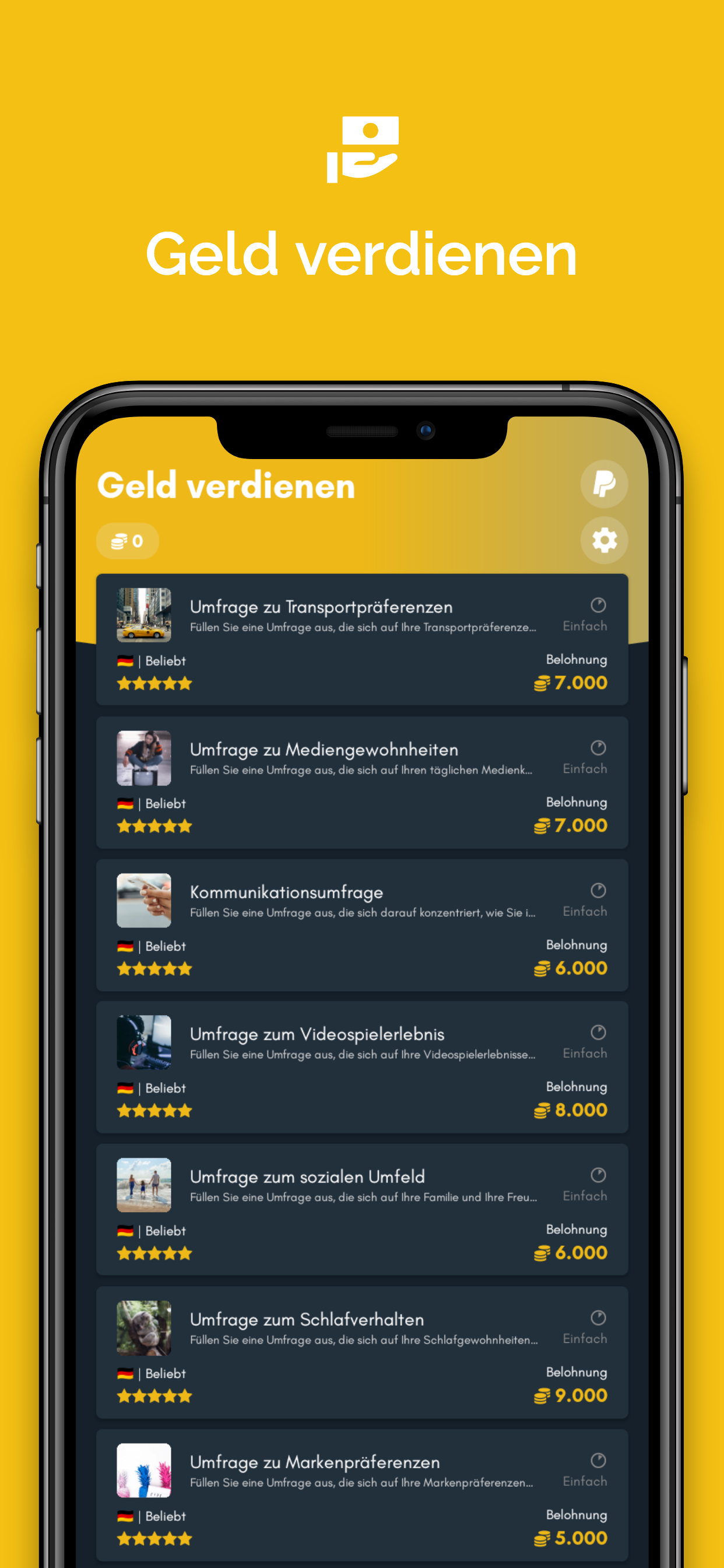 Geld Verdienen - Cash Umfragen