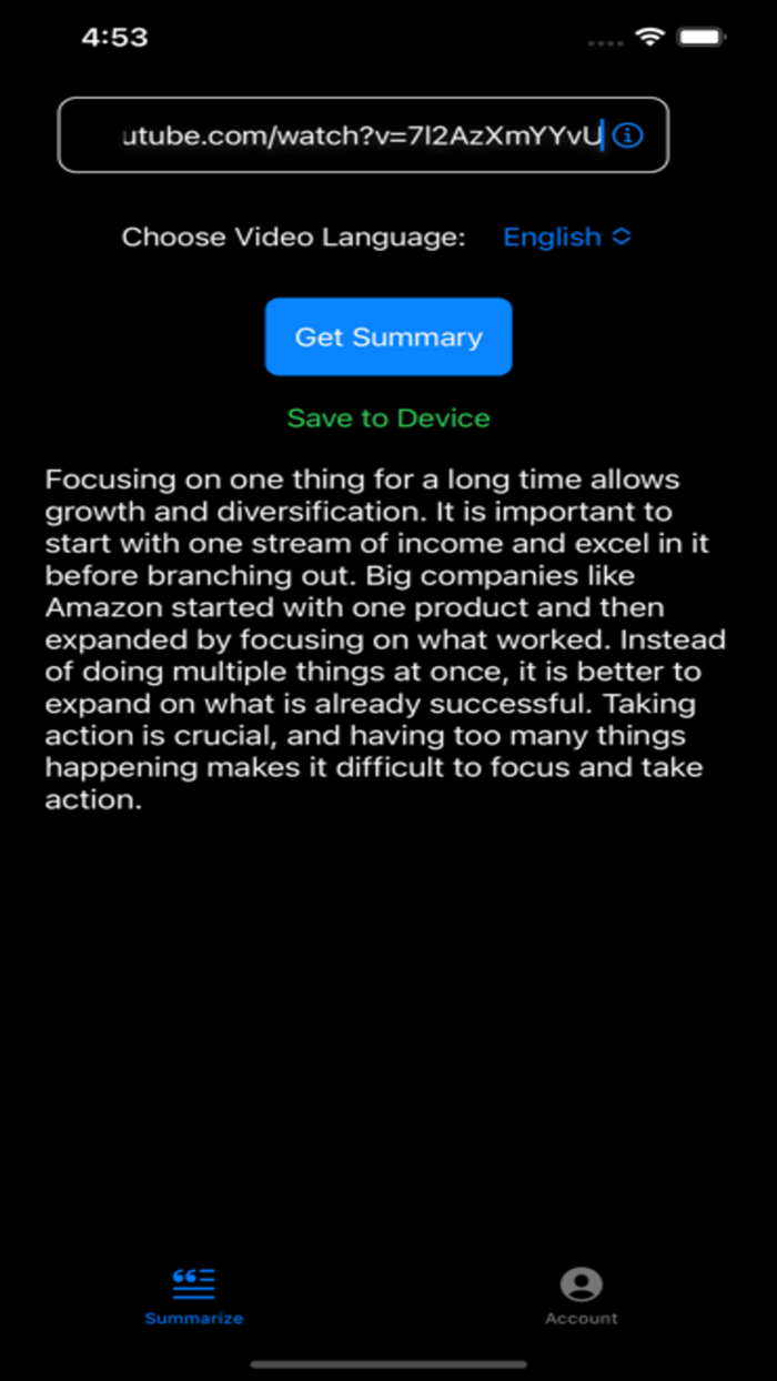 Video Summarizer for Youtube