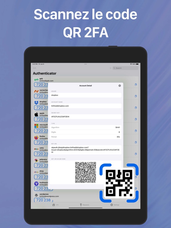 Screenshot #6 pour Authentificateur 2FA