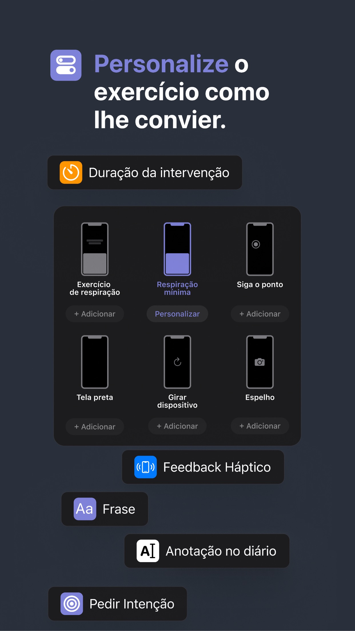 Screenshot do app one sec | sem distrações