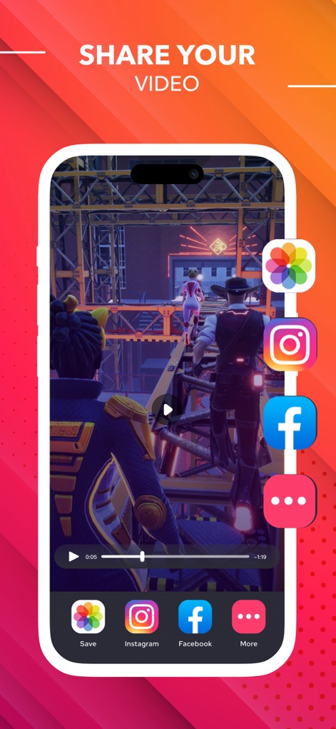 Screen Recorder ® - Users can effortlessly share their creations to popular social media platforms and save videos directly to their device.