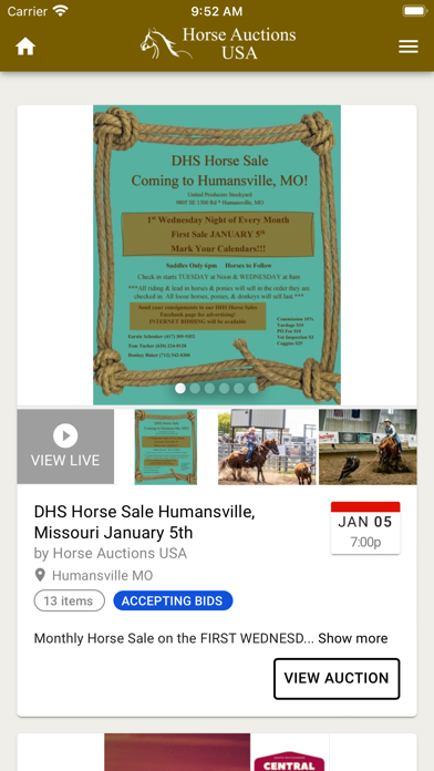 Horse Auctions USA Screenshot