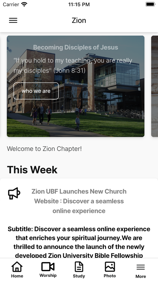 #1. Zion UBF (iOS) 由: UNIVERSITY BIBLE FELLOWSHIP CHURCH INC