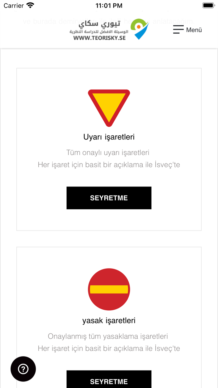 Teori B körkort - Turkiska