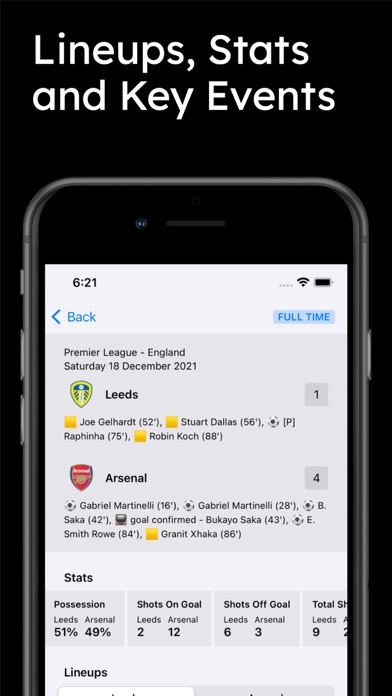 Scores for Premier League Screenshot