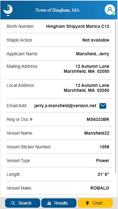 Online Mooring Search Screenshot