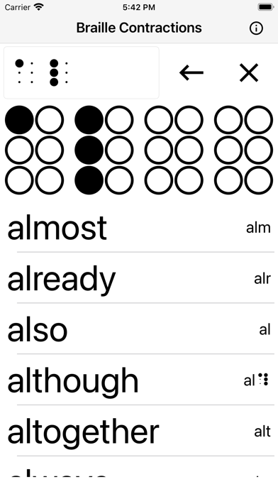 Braille Contraction Lookup Screenshot