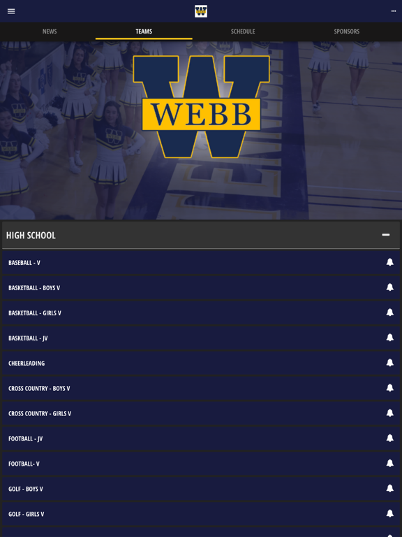 The Webb School iPad screenshot 2 - Sports app