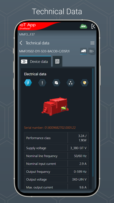 SEW DriveRadar IoT App Screenshot