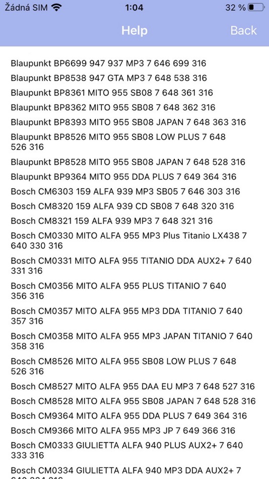 #5. RADIO CODE for ALFA ROMEO B&B (iOS) 由: Petr Svihovec
