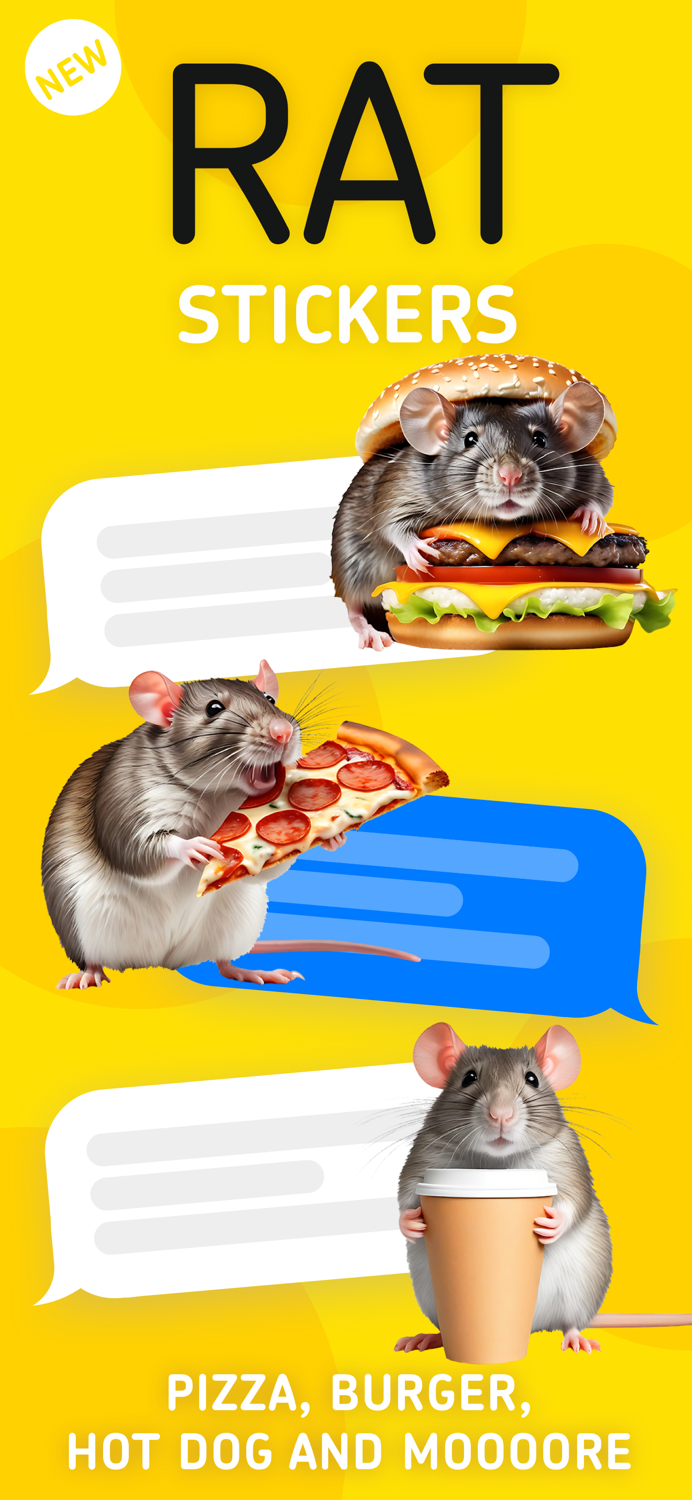 Rat Stickers Pizza, Burger...