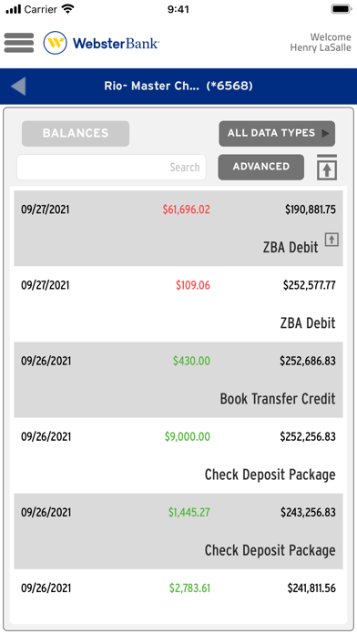 Webster SNB e-Treasury Mobile Screenshot