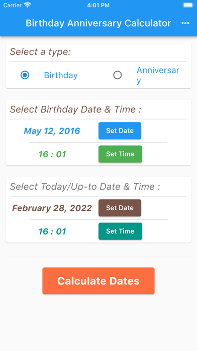 Birthday Anniversary Calc Screenshot