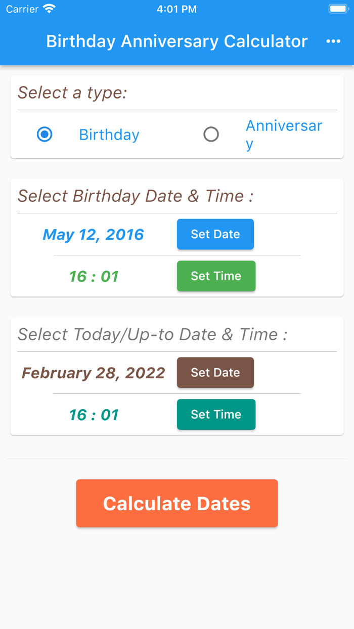 Birthday Anniversary Calc