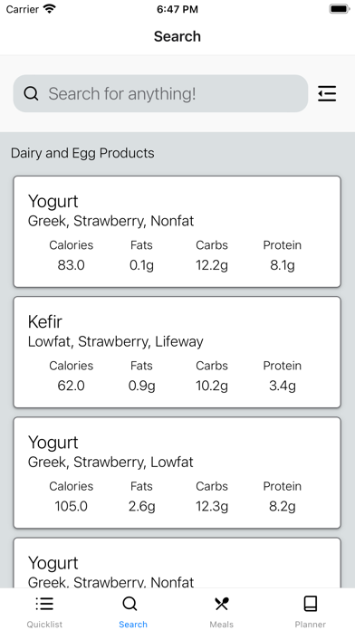 Meal Builder Screenshot