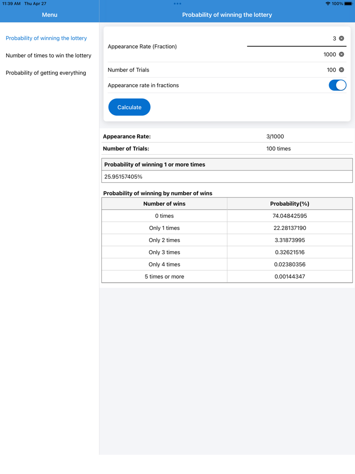 Lottery Probability Calculator