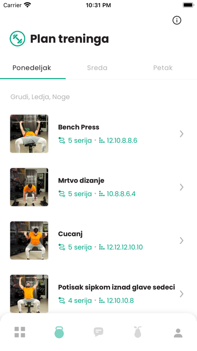 MS Fitness App Screenshot