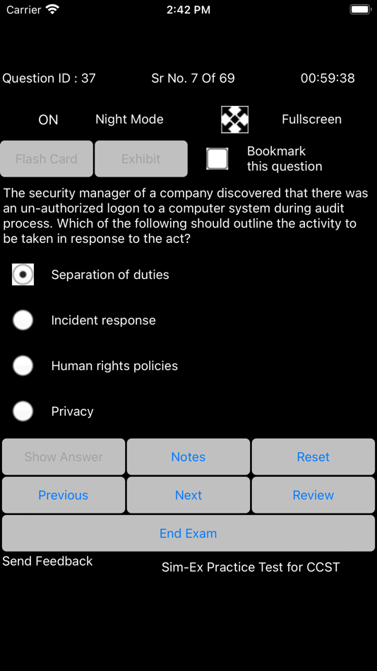 #3. Sim-Ex ExamSim CCST CyberSec (iOS) 由: Anand Software and Training Pvt Lyd