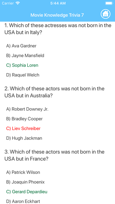 Movie Knowledge Quiz Screenshot