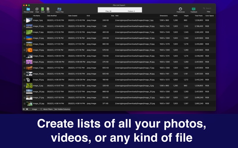 Screenshot #1 pour Files List Export