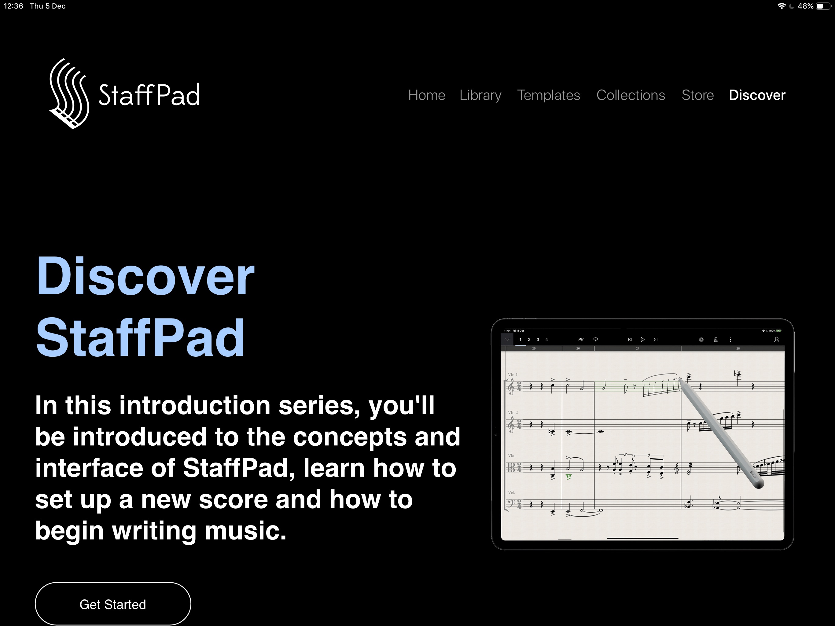 Screenshot do app StaffPad