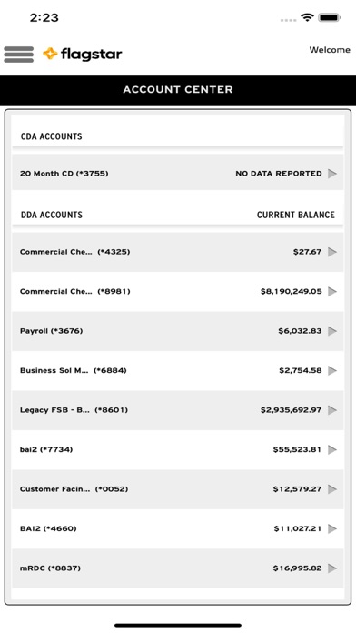 Flagstar Corporate ConnectTM Screenshot
