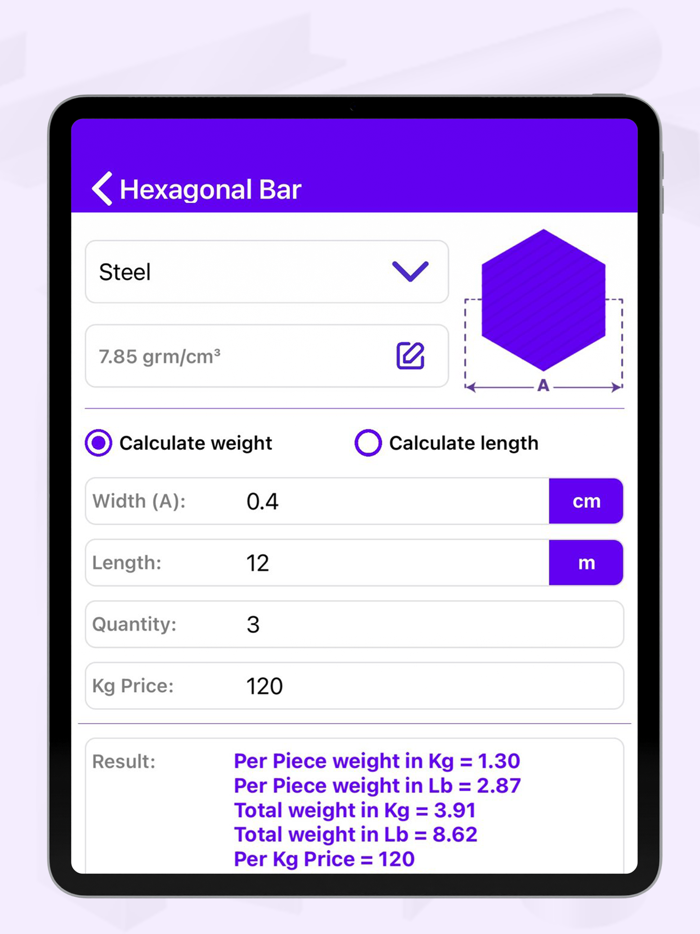 Metal and Liquid Calculator