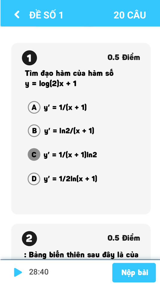 #3. Toán Lớp 12 Bộ Đề Thi (iOS) Podle: Tan Nguyen