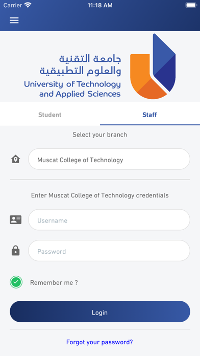 UTAS Mobile App Screenshot