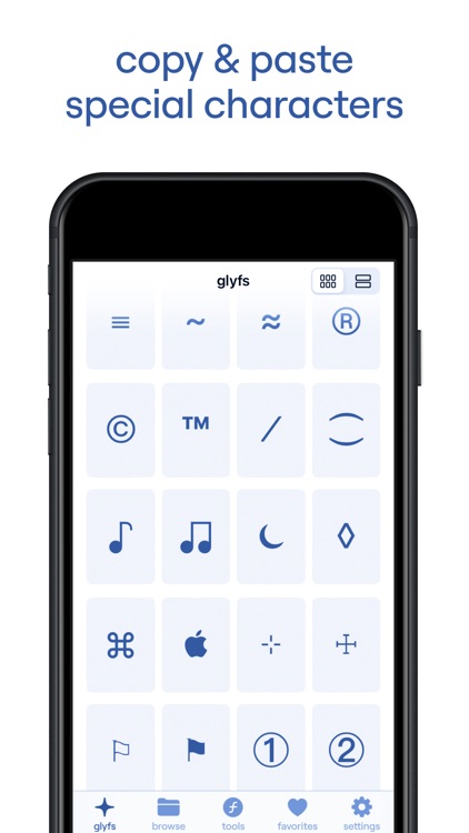 unicode symbols: glyfs