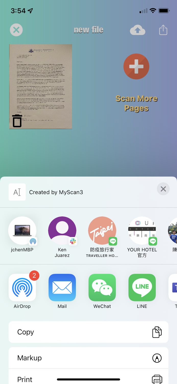MyScan3 capture and share PDF
