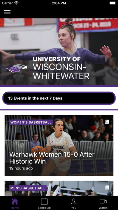 UWW Warhawks Athletics Screenshot