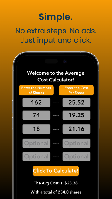 Average Cost Calculator Screenshot