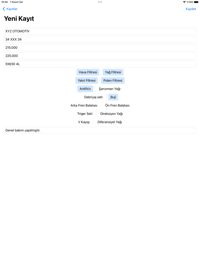 Bakım Kartı Oluşturucu